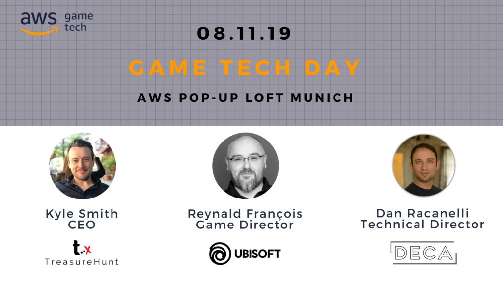 We've got an ace line-up of thought leaders from #DECAGames <a href="/Ubisoft/">Ubisoft</a> <a href="/Treasurehunt_HQ/">TreasureHunt</a> who'll be talking about what it takes to launch successful games, tech tips &amp; best practices 🎮🤘🏼🚀#AWSLoft 

Check out the agenda, sign up &amp; we'll see you in Munich! 
amzn.to/2BV5Dc2