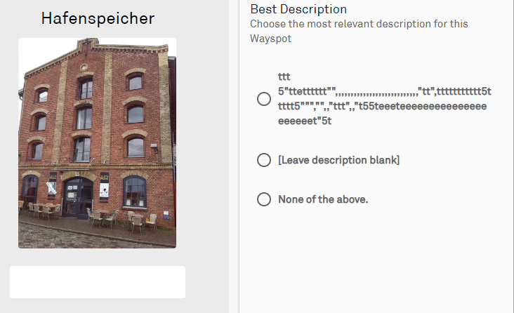 WayfarerFails's tweet photo. #WayfarerFail 100

Titel: Hafenspeicher

Beschreibung: ttt5"ttetttttt[...] https://t.co/9VgOdB1Rym