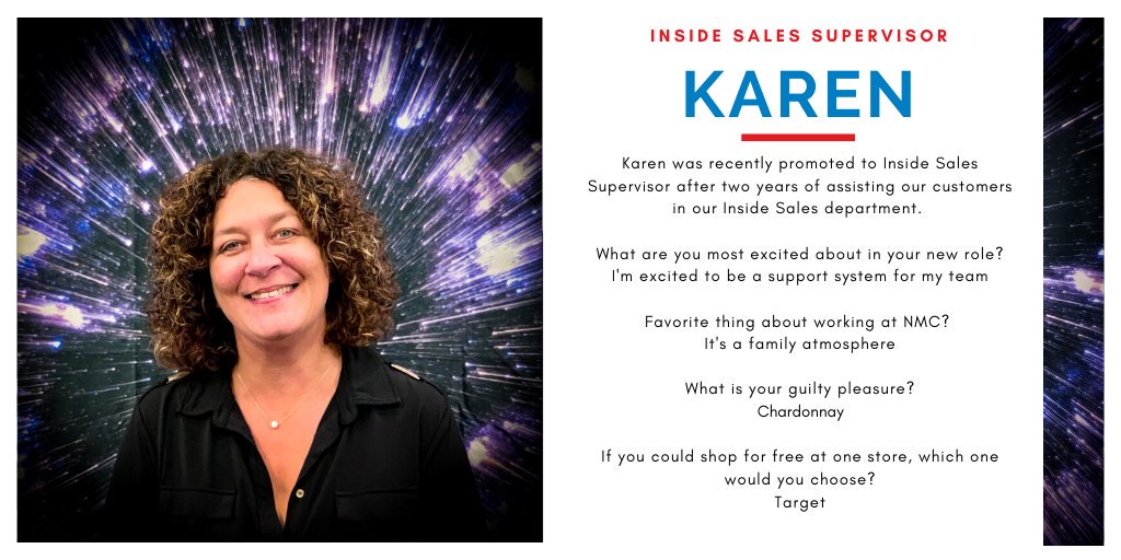 For this month's #Employee Spotlight everyone please meet Karen!

#nationalmarker #employees #employeeculture #gettoknowus #appreciated #meettheteam #manufacturing #employeeappreciation #October #insidesales #sales