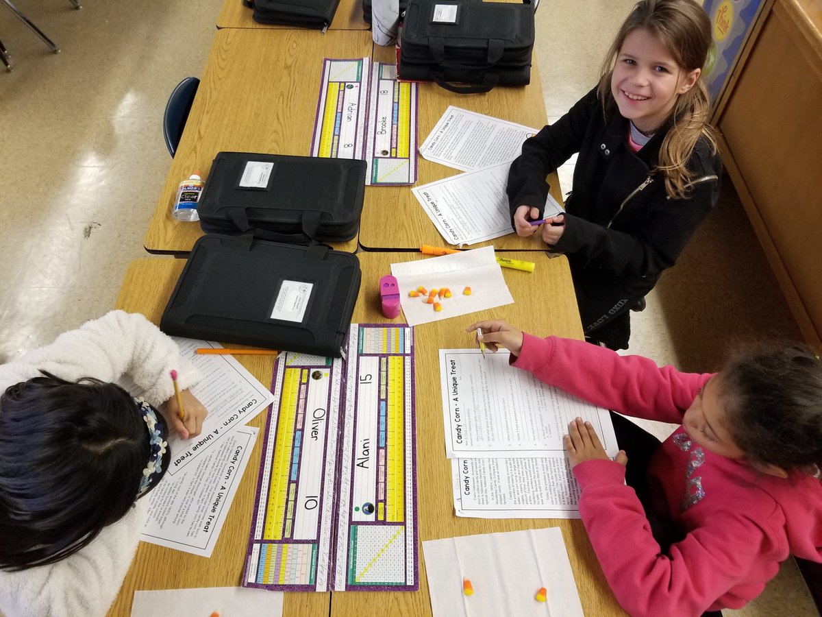 MissVitale's tweet photo. Learning about the history of candy corn is always better when you can eat it too...on National Candy Corn Day! #3rdgrade #d84ontrack @D84Pietrini #candycornday https://t.co/YQmsjecGcP