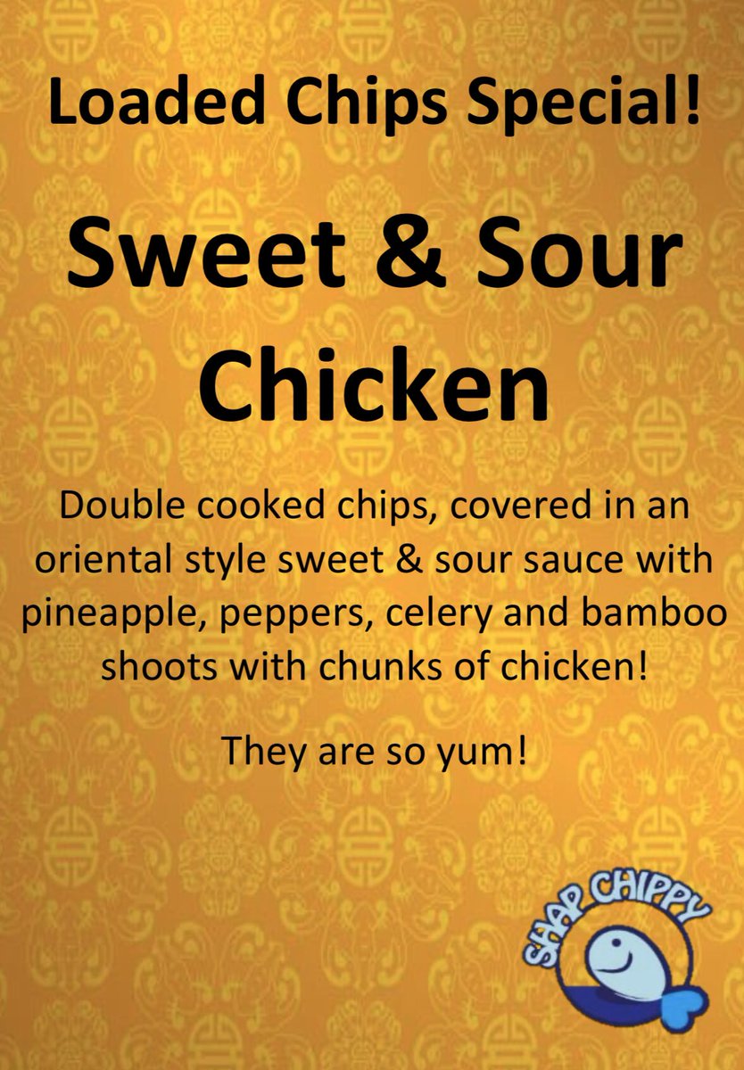 shapchippy's tweet image. ⭐️Loaded Chips Special⭐️

Sweet &amp;amp; Sour Chicken Loaded Chips!!! AVAILABLE NOW 😁

Tender chicken chunks covered in an oriental style sweet &amp;amp; sour sauce with pineapple, peppers, celery and bamboo shoots! 😋

A fresh taste of Asia for November! 

#LoadedChips #SweetNSour #shapchippy