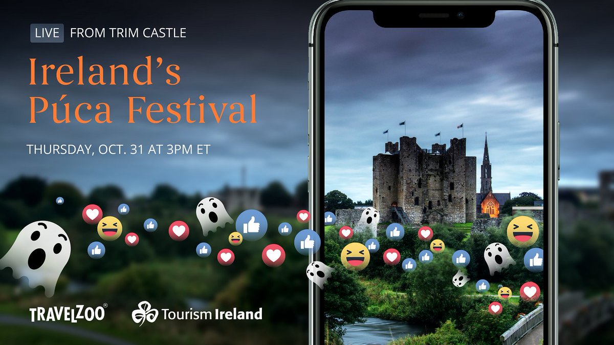 Travelzoo's tweet image. Thanks for joining the #PucaFestival chat with @Travelzoo and @GoToIrelandUS. Don’t forget to tune in to our Facebook Live from Trim Castle tomorrow at 3 PM ET. RSVP here: bit.ly/2JzLSv8. #HomeofHalloween #LoveIreland