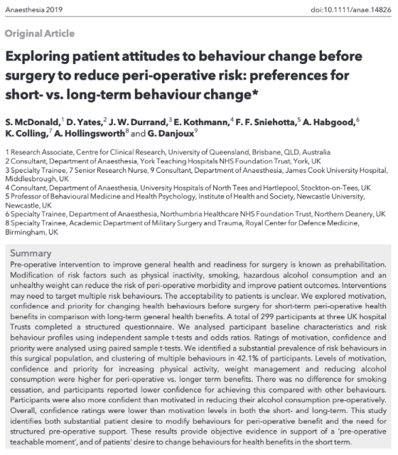 Uzivatel 𝘈𝘯𝘢𝘦𝘴𝘵𝘩𝘦𝘴𝘪𝘢 Na Twitteru Exploring Patient Attitudes To Behaviour Change Before Surgery To Reduce Peri Operative Risk Preferences For Short Vs Long Term Behaviour Change This Great New Study From Gerrydanjoux Is Now