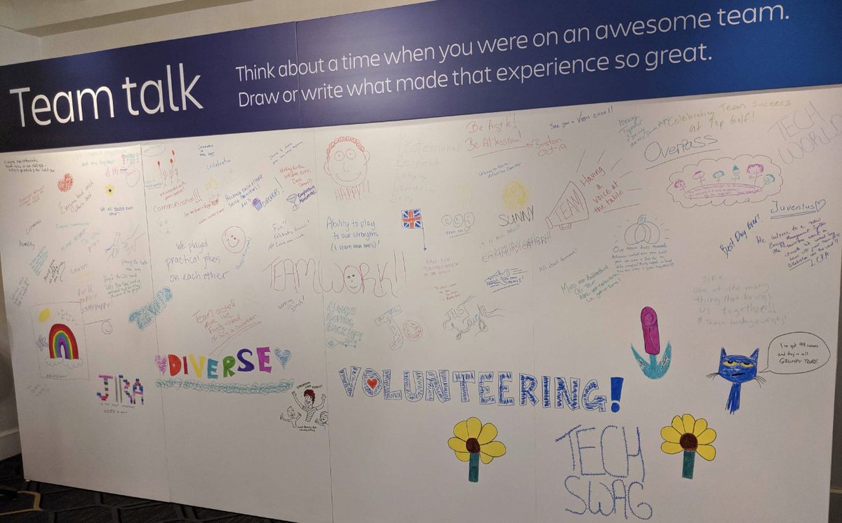 herzum_it's tweet image. RT #Atlassian: Zooming in on just a few of our favorite entries on the #AtlassianOpen Boston Team Talk wall! 👀 What makes your team great?