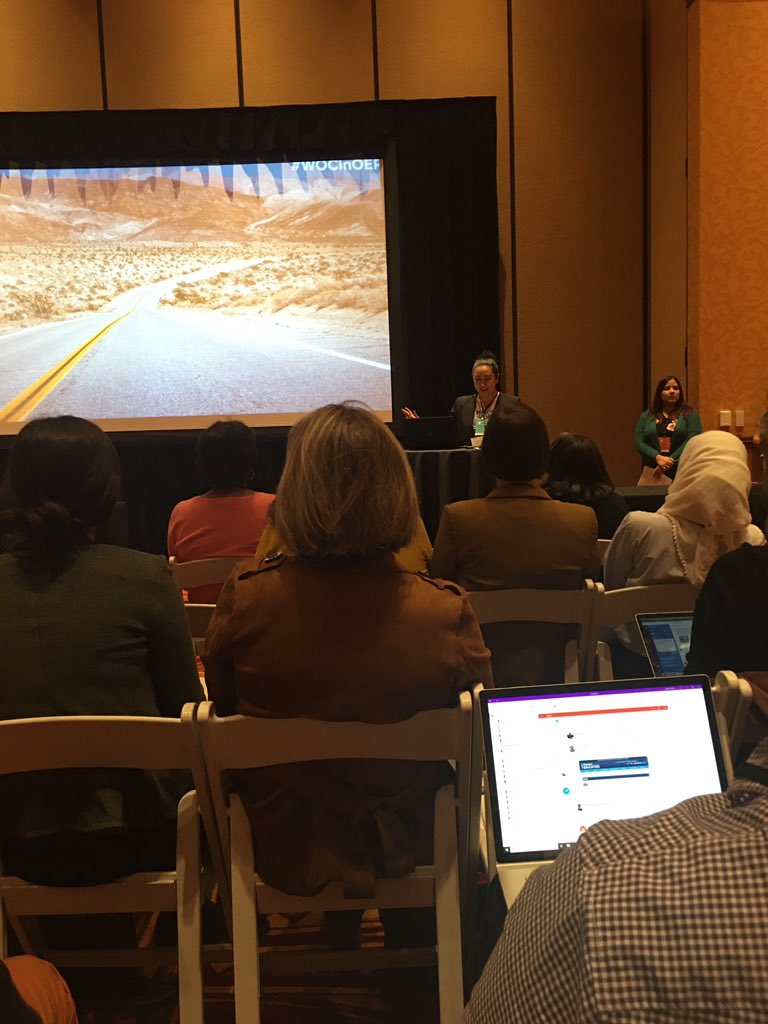 flcsntg's tweet image. Attending #WOCinOER Cynthia Orozco’s presentation especially resonates with me coming from a community college with little OER infrastructure. We have to do better to integrate affordable materials into our community colleges. #OpenEd19 #ForStudentsForever