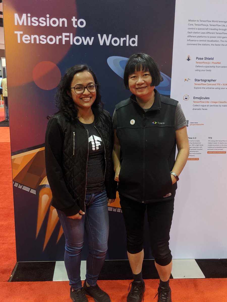 margaretmz's tweet image. It was great hanging out with @nupurgarg16 from the #TFLite team at the #askTensorFlow lounge of #TFWorld. @GoogleDevExpert #TensorFlow #womenintech