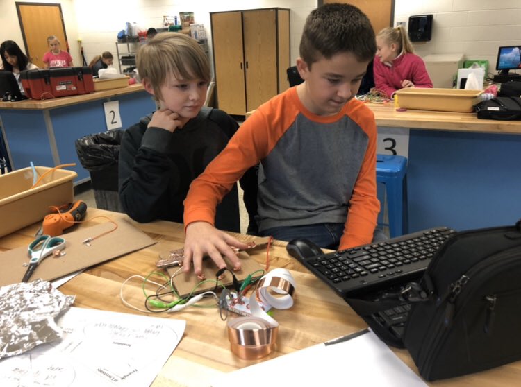 Students using <a href="/makeymakey/">Makey Makey</a> kits to design gaming controllers, guitars, and more.