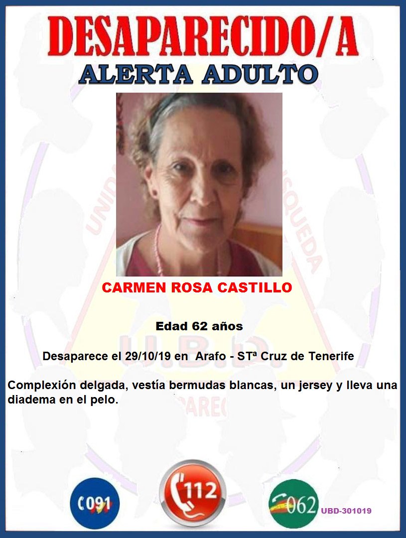 ALERTA #DESAPARECIDA
#Arafo - #STªCruzdeTenerife