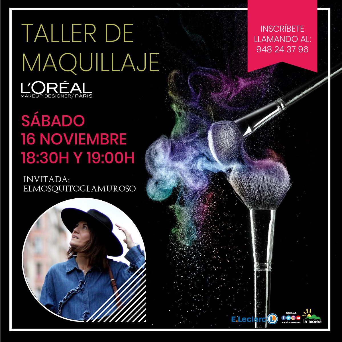 🙋 Te apetece asistir a un taller de maquillaje el 16 de Noviembre totalmente gratis??? Muy fácil, llama al 948243796 y listo!!! Será impartido por un maquillador de <a href="/lorealparis_es/">L'Oréal Paris España</a> 😊y será en el centro comercial <a href="/la_morea/">La Morea C Comercial</a> , yo estaré allí disfrutando 🙌🏻🙌🏻🙌🏻⤵⤵⤵
<a href="/ELeclerc_Esp/">ELeclerc España</a>