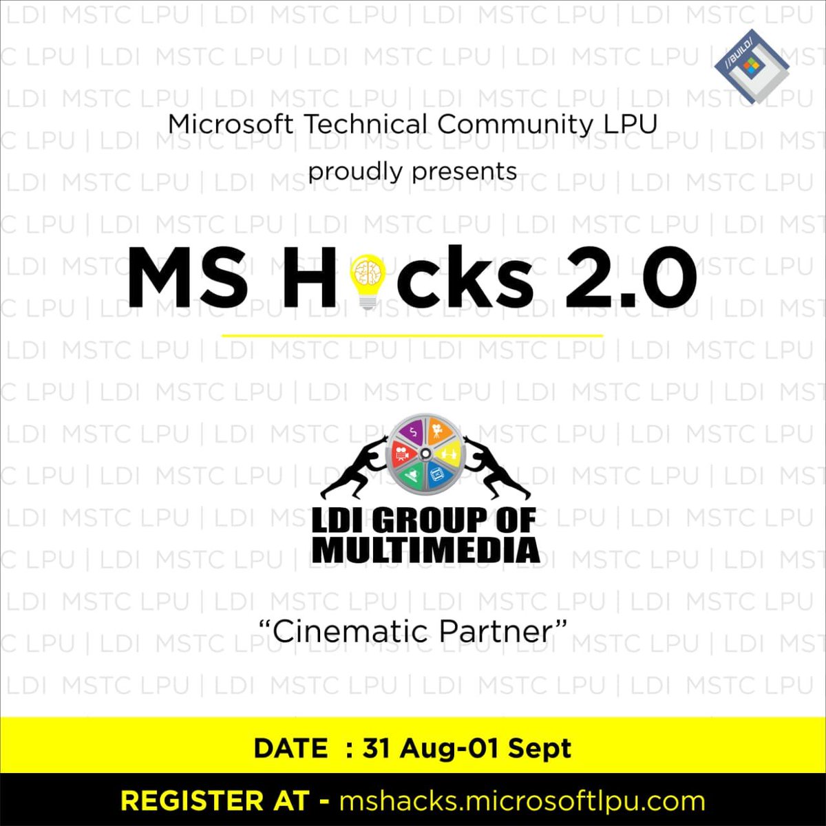 manideepldi01's tweet photo. LDi Group Of Multimedia(@teamLDi) to be the cinematic Partner for MS Hacks 2018 of Microsoft Technical Community LPU. #ldimultimediagroup #teamldi #Microsoft #Multimedia #Letsdoitgroup #ManideepPrathipati https://t.co/mMQoJLBL9i
