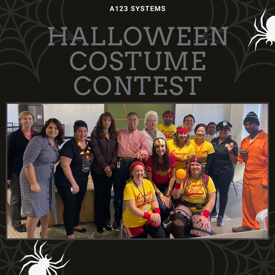 A123 employees got to show off their Halloween spirit and spooktacular costumes this year for the office Halloween costume contest!