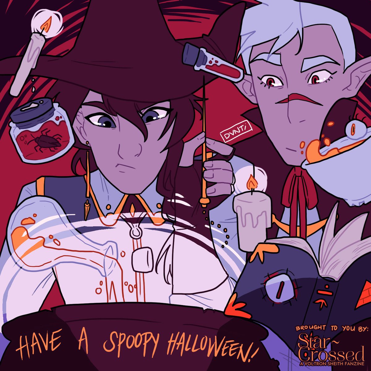 sheithsoulmate's tweet photo. HAVE A SPOOPY HALLOWEEN~

What is beginner witch Keith brewing in his cauldron that is making vampire Shiro so nervous?? 👀

Art by @devanti_draws!! https://t.co/8nOcn9fPOi