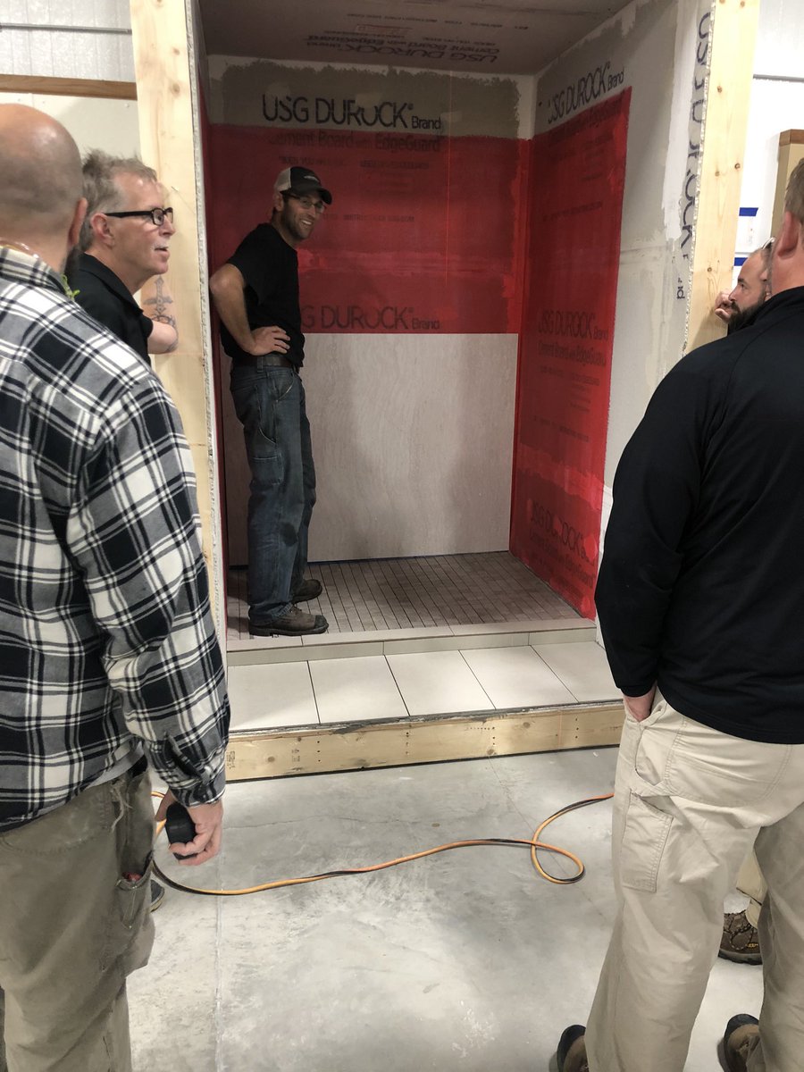 luxconst's tweet image. Doing a mock-up for the “Viking lakes hotel” Cambria shower install project