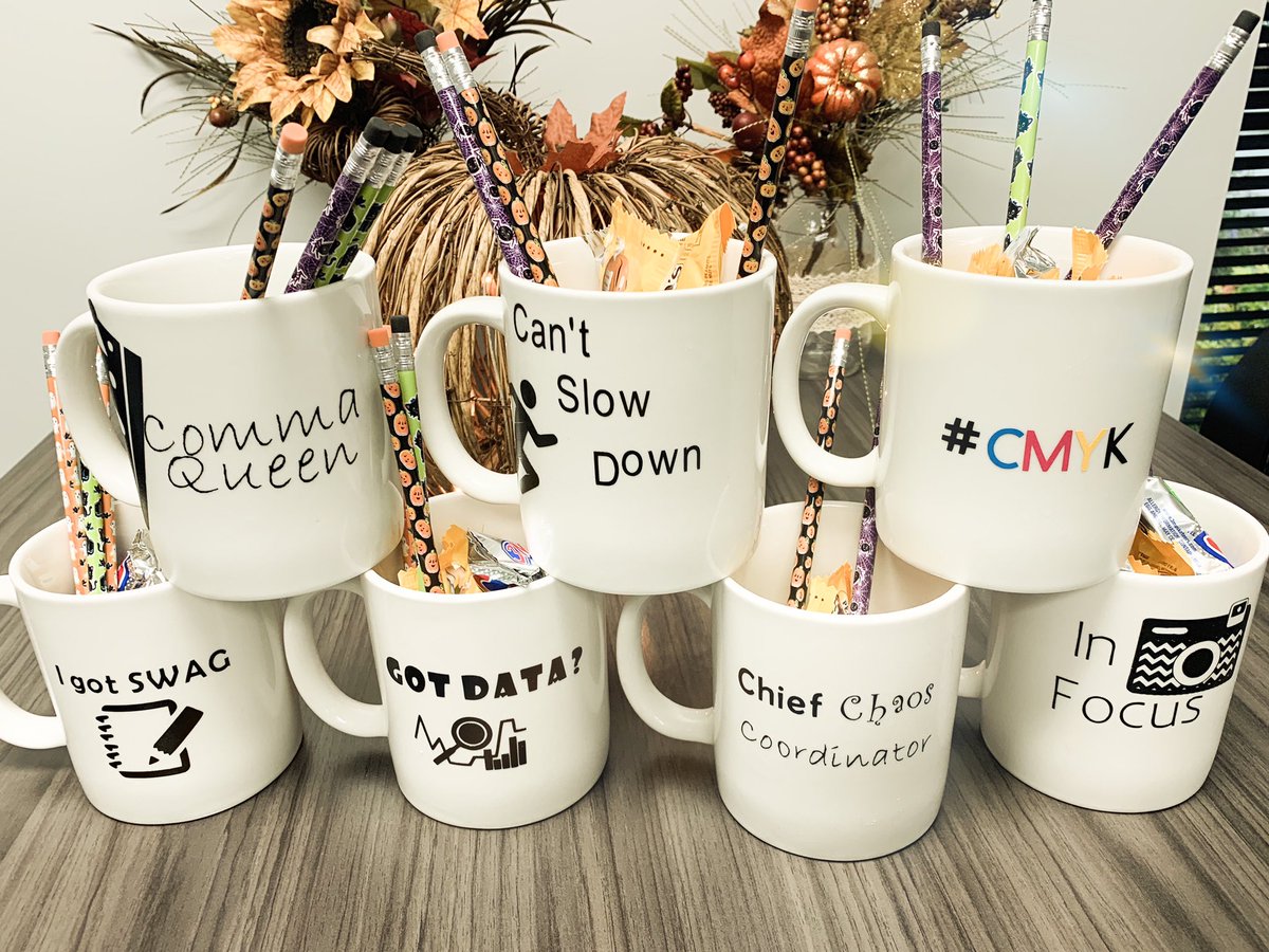 tshope's tweet photo. @McGillAssociate rock star marketing team’s individual attributes - displayed through coffee mugs. How lucky am I to work with this amazing group of ladies! #teamwork https://t.co/r8pjKeeaEA