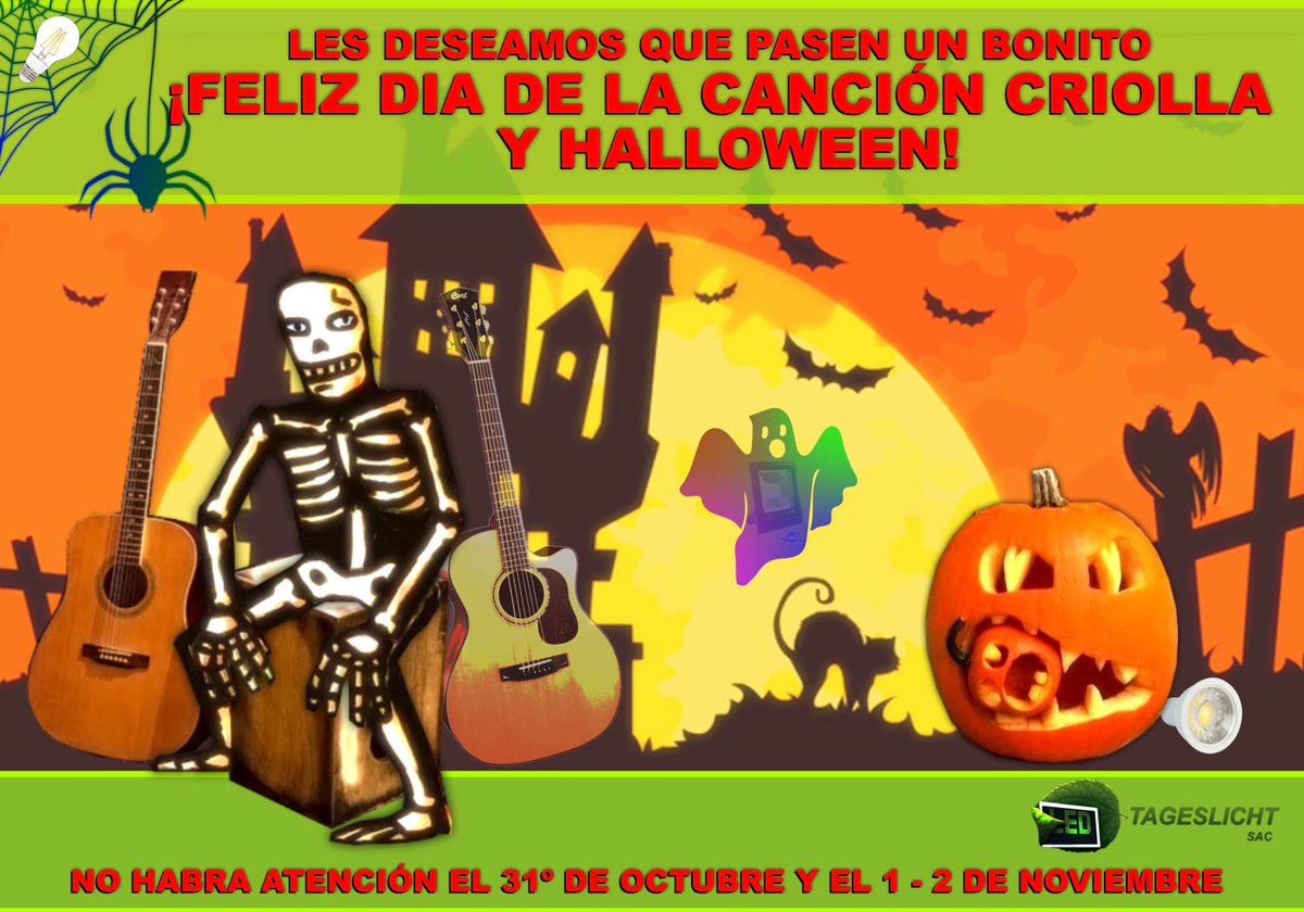 TLEDPERU's tweet photo. 🦇🕸️🕷️🎃Les deseamos un feliz Halloween criollo🎃🦇🕸️🕷️ https://t.co/emPDKT53La