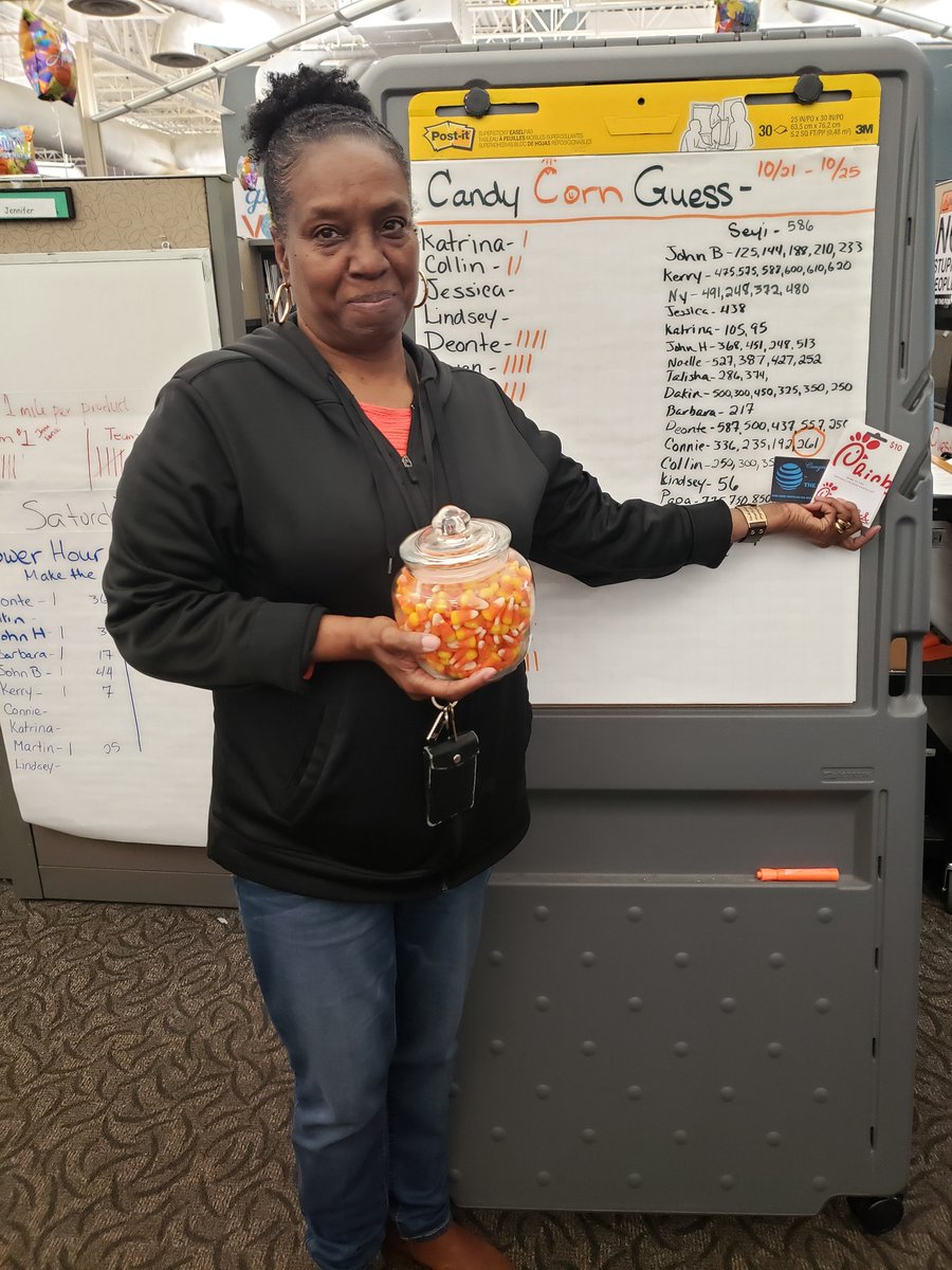#CandyCorn #Fallfun <a href="/jenneades/">Jennifer Eades</a> <a href="/OKC_CC_Quail/">OKC Quail Thunder</a> Connie won the candy corn guess 261. Each sale earned a guess! Great job to everyone on Team Eades