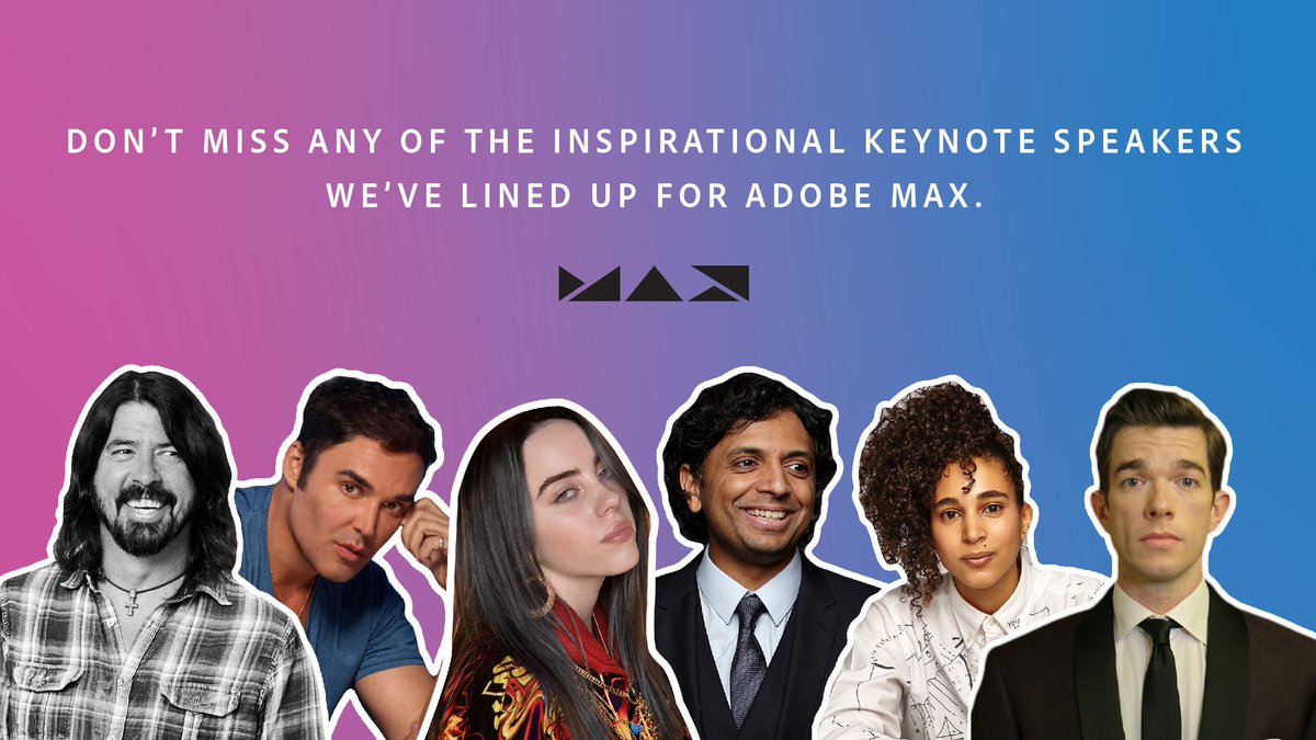 Adobe's tweet photo. Can't join #AdobeMAX this year? We've got you covered. ❤️ this tweet and be notified when we stream live on Twitter. https://t.co/jZbdhj9GKK