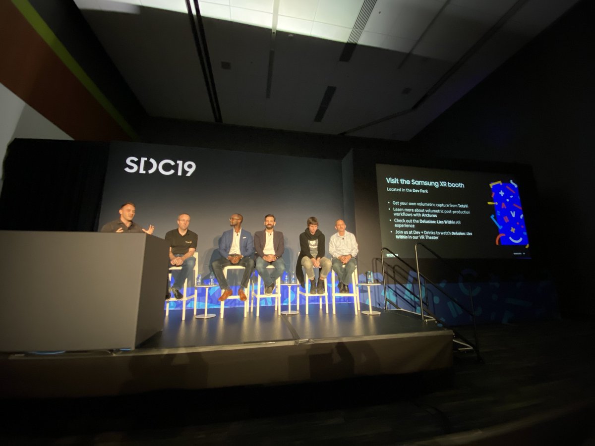 Awesome panel about #volumetriccapture yesterday at #SDC19 moderated by @Immersivist, featuring #SamsungXR, TetaVi, @ThisIsRYOT, @ArcturusXR and @volograms 😎