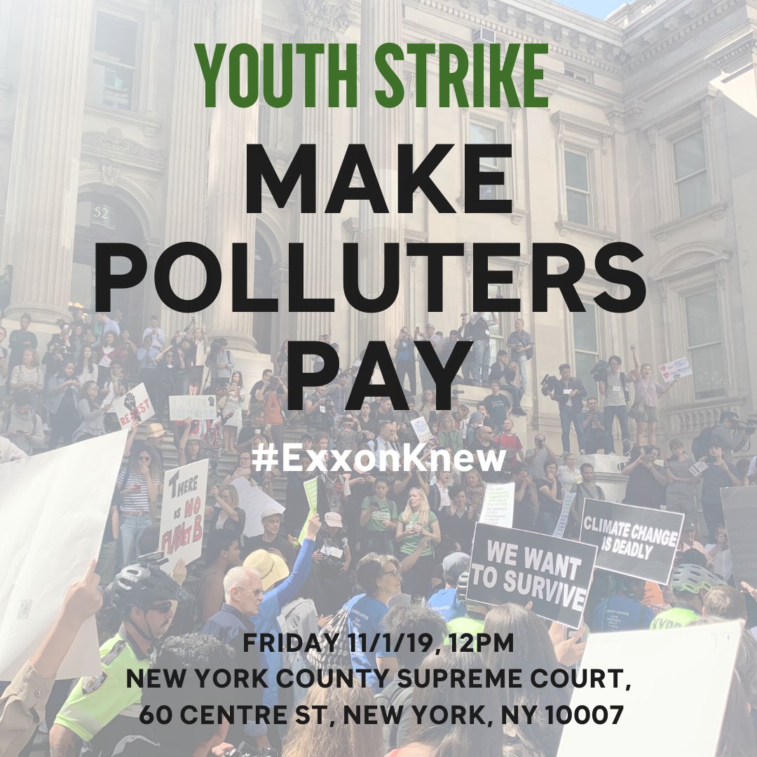 FFF_NYC_'s tweet image. On Friday we strike against the polluters who have been knowingly destroying our planet for decades. One of our demands is to hold polluters accountable. Join us on Friday to do just that. Exxon knew in 1982 they were stealing our future. And now they'll pay for it. #ExxonKnew