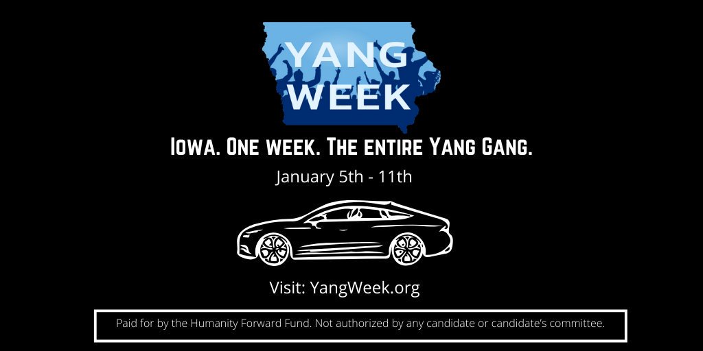 erinavery13's tweet image. **IMPORTANT**

I am not sure Iowa has met the #YangGang yet! 

We intend to show them we mean business!! 

CALLING ALL #YANGGANG. 

#YangWeek is here!! 
From January 5th-11th, we flood Iowa with Yangster's from across America! 
Let's do this thing! Like/RT
yangweek.org