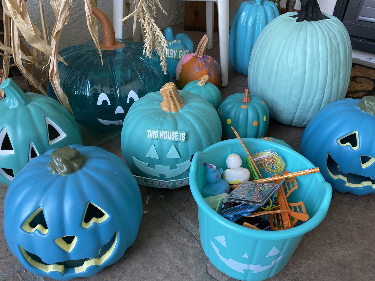 How many #tealpumpkins are too many teal pumpkins?!!  Are you ready for tomorrow?  We are!!!  #tealpumpkinproject #tealpumpkinproject2019 #tealpumpkin #foodallergymom #tealpumpkincontest #keepitteal #tealspotting #tealmom