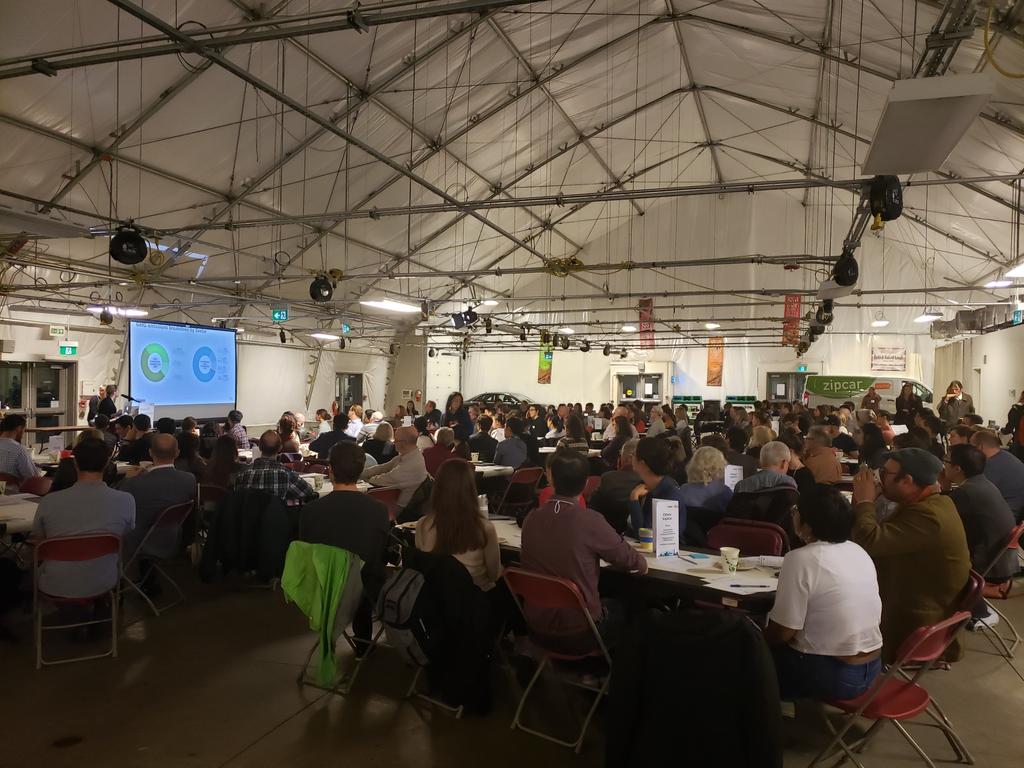 elswansto's tweet photo. Full house at St. Lawrence Market north tent for the last #TransformTO public consultation, over 330 people registered! @LiveGreenTO https://t.co/biSMs2qQLY