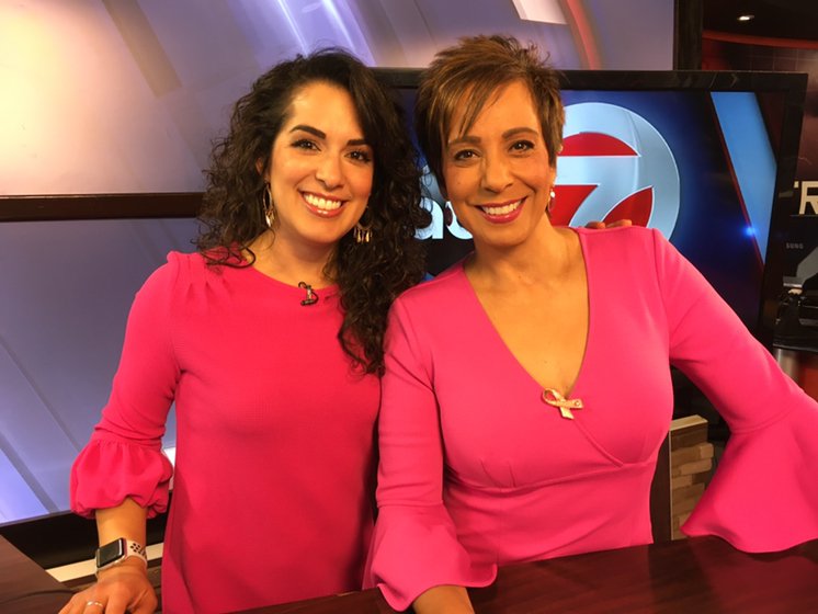 On Wednesdays, and in October, we wear pink. #breastcancerawareness #standwithestela #kviabehindthescenes @estelacabc7