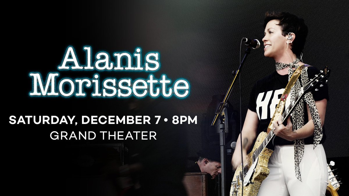 FoxwoodsCT's tweet photo. .@Alanis will be #JoiningYou at the #Foxwoods Grand Theater on December 7!
🎸https://t.co/rTdJeGBpBg https://t.co/b5zxIhEjvB