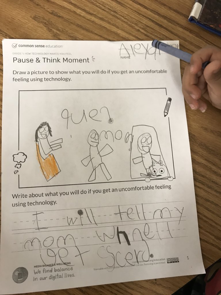 First Graders continue learning about digital citizenship this week. Today we talked about what to do if we see something scary online.