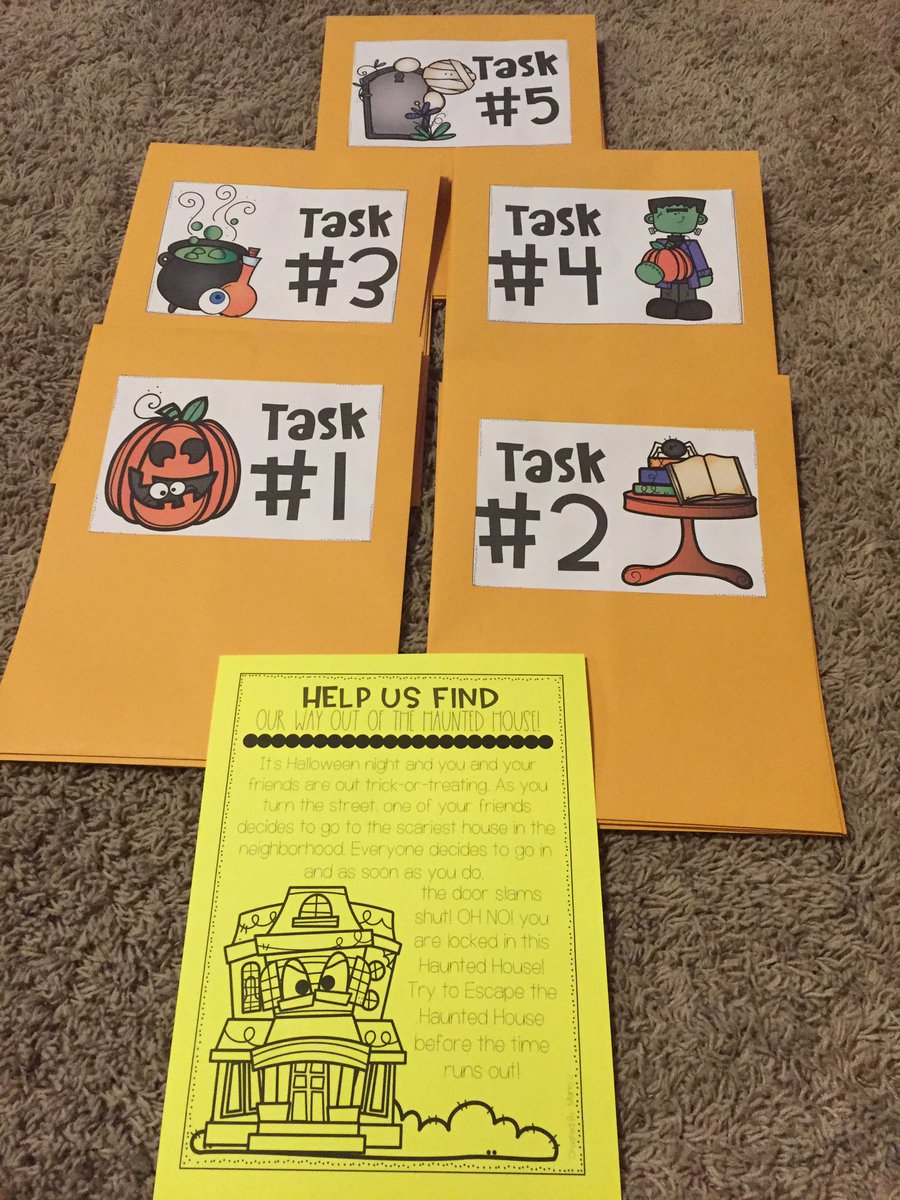 Prepped and ready for our first Math Escape Game! I hope my firsties enjoy it tomorrow! #mathreview #makinglearningfun