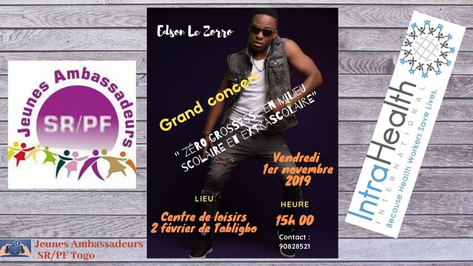 Ce vendredi 1er Nov 2019 à Tabligbo:
- Dépistage gratuit  du Vih/Sida
- Offre gratuite des méthodes contraceptives 
- Dépistage gratuit des lesions précancéreuses. #Zero #grossesse #en #milieu #scolaire et #extrascolaire. <a href="/jasrpftogo/">JA/SR/PF TOGO</a> <a href="/IntraHealthMali/">intrahealthmali</a> <a href="/POuagaPF/">Partenariat de Ouaga</a> <a href="/ATCHOUJeanMarie/">Jean-Marie ATCHOU</a>