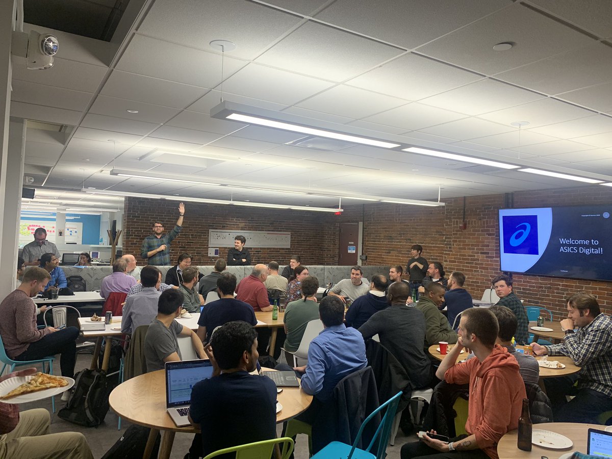 jdnoss's tweet image. Happy to see so many people at this month’s #BostonDevOps meetup we’re hosting @ASICSDigital ! Also, we’re hiring! Here’s @masteinhauser pitching you to come work with us 😃 asicsdigital.com jobs.lever.co/runkeeper/6347… @BostonDevops