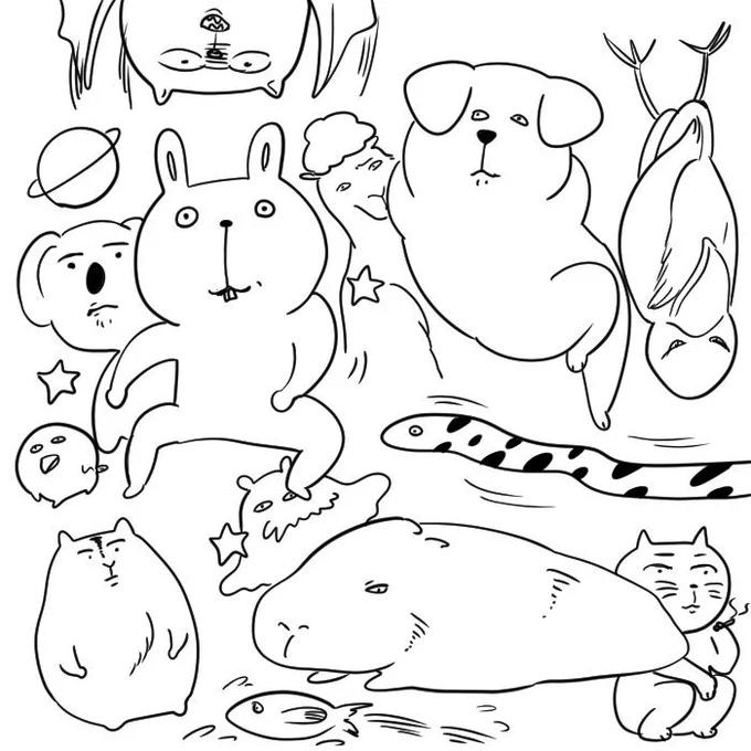 今お仕事で実用書の漫画やイラストなど比較的かっちりしたものを描いているので落書きでは気持ち悪いもの描いてバランス(?)を取っています… 