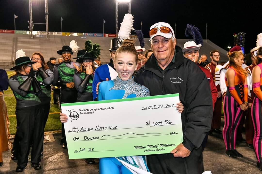 Congratulations to Allison Matthews! She was the recipient of a $1000 Scholarship from the Tournament of Bands presented during Atlantic Coast Championships in Hershey, Pa.