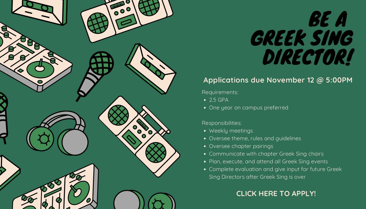 Greek Sing Director applications out NOW! 🌟🎤🌟
