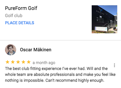 Thank you Oscar M. for the great review on Google. We love to see this kind of feedback from our valued customers.
#sydneygolf #melbournegolf #pureformgolf #customgolfclub #whitegloveservice