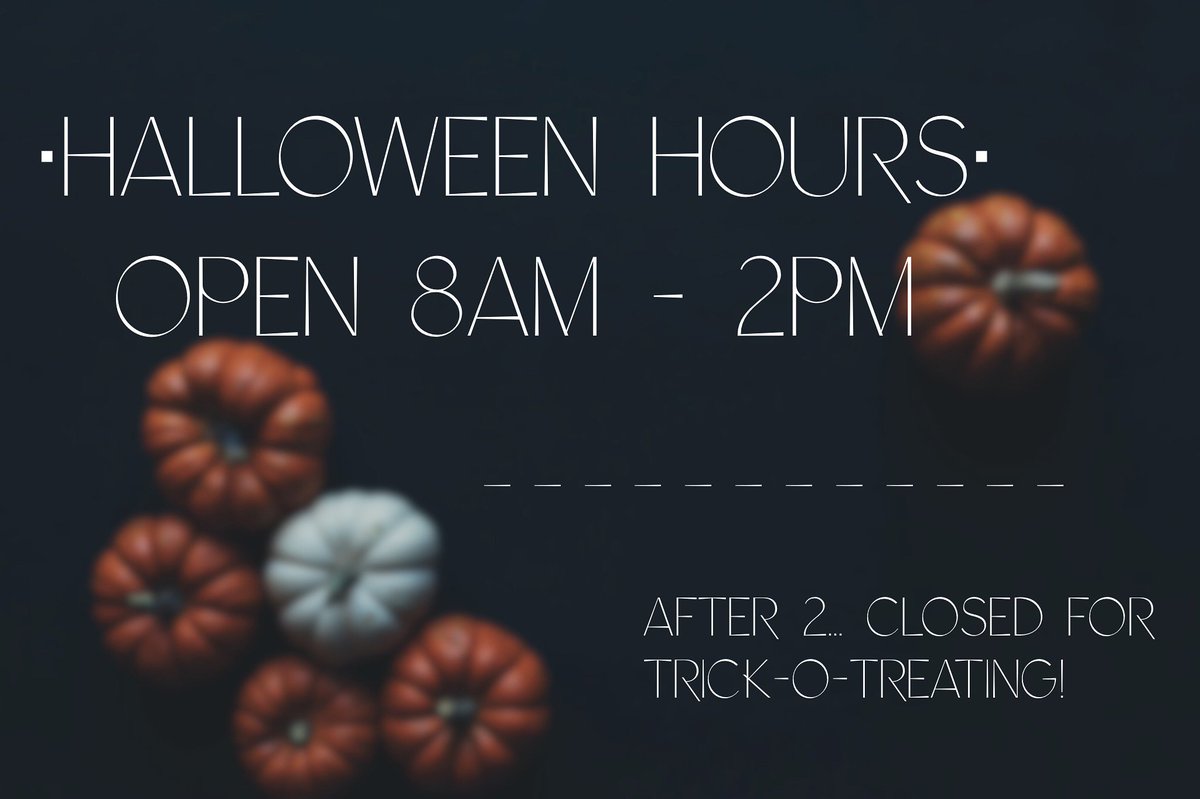 Come show off your spooky, silly, scary costumes tomorrow!
-
But just from 8-2pm, otherwise we’ll be home with our own little ghost and goblins! 🎃🍬👻