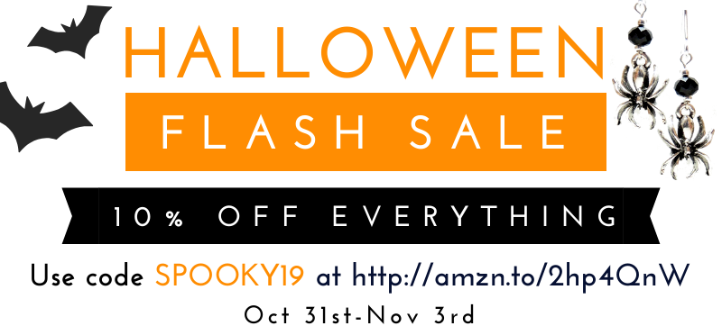 VKWJewellery's tweet photo. Happy Halloween everyone!
I’m having a flash sale to clear some stock before I start listing a whole new collection in the new year.
Enjoy 10% off everything in my Amazon Handmade shop using code SPOOKY19 from now until the 3rd November. https://t.co/1RggvmPonT https://t.co/3hR7R5z8nu