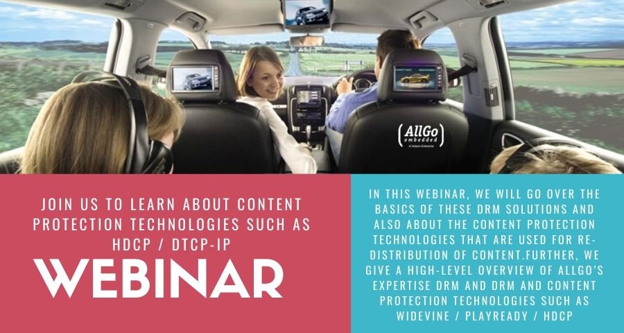 Join AllGo experts for a complimentary 45-minute free Webinar followed by a 15 Minute Q&amp;A about  DRM and content protection technologies such as Widevine / PlayReady / HDCP.
lnkd.in/frcSsjD
<a href="/magesh18/">Magesh Margabandu</a> 
#automotiveindustry