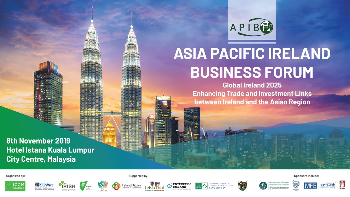 eurochammy's tweet photo. The Asia Pacific Ireland Business Forum (APIBF) is Ireland's premier annual regional business event in Asia. The event brings together business leaders and diplomatic stakeholders from Asia-Pacific and Ireland. Further information and registration, visit;
https://t.co/rKH067lXhX https://t.co/5mzmrrrKVt