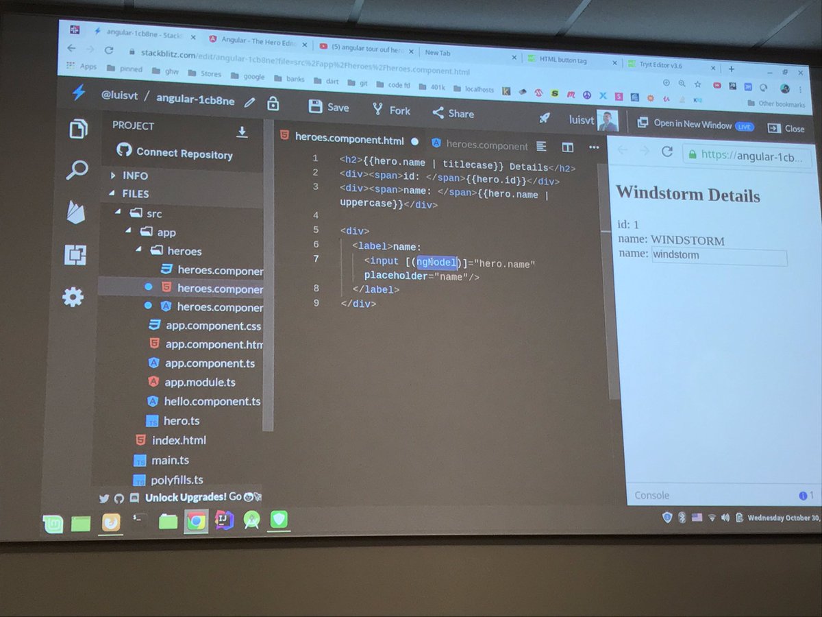 CodeForBroward's tweet photo. Special thanks to Luis for leading intro to @angular! If you missed it, check the tutorial here: https://t.co/l9WgmhxQ8t
We also used https://t.co/yF3U3mlBYD for easy building, great tool! @stackblitz #angular #civictech #code #opendata #codeforftl https://t.co/GD9t4ynWik
