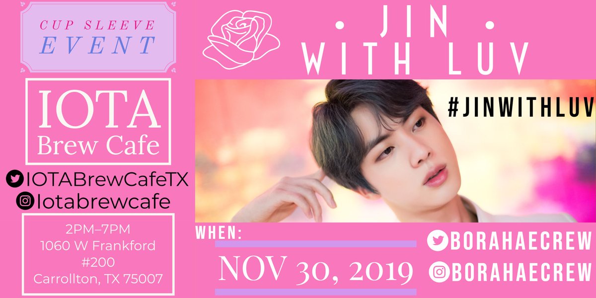 BangtanStan19's tweet photo. I’m super excited for this Jin event. 

If anyone has any questions follow @BorahaeCrew for more information. 

Can’t wait to see everyone there 💜💜💜 

#JinWithLuv #DFWArmy #Jin #borahaecrew #kimseokjin #DallasTX #JinEvent https://t.co/u58zOg7rdc