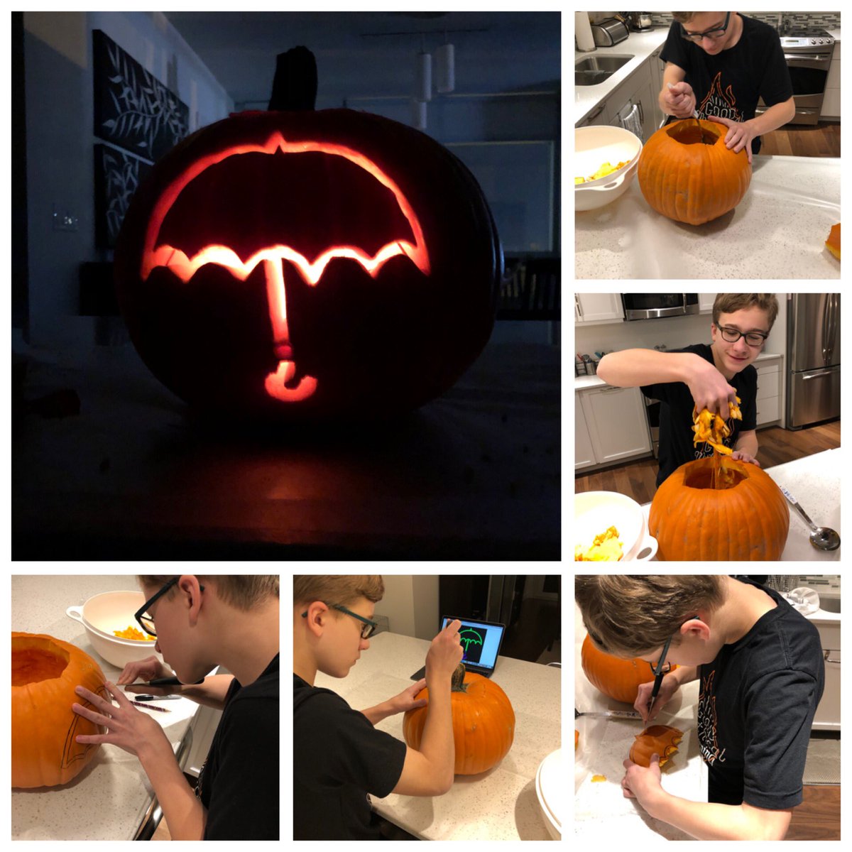 calefladager's tweet photo. Carving with @FladagerJ to make #gotham #penguin umbrella #halloween2019 https://t.co/Rfxri4TRrh