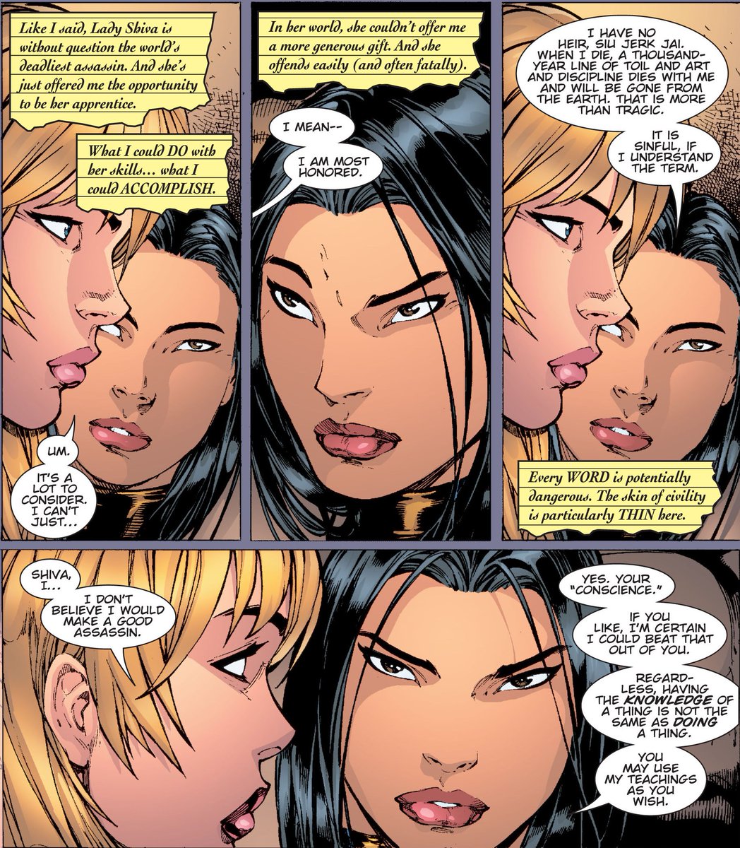 And sometimes it's about leaving something behind once she's gone.And here's the thing: none of these are "bad" motivations. They're all perfectly human and perfectly understandable.But I'd argue that's what makes them a bad fit for Lady Shiva.