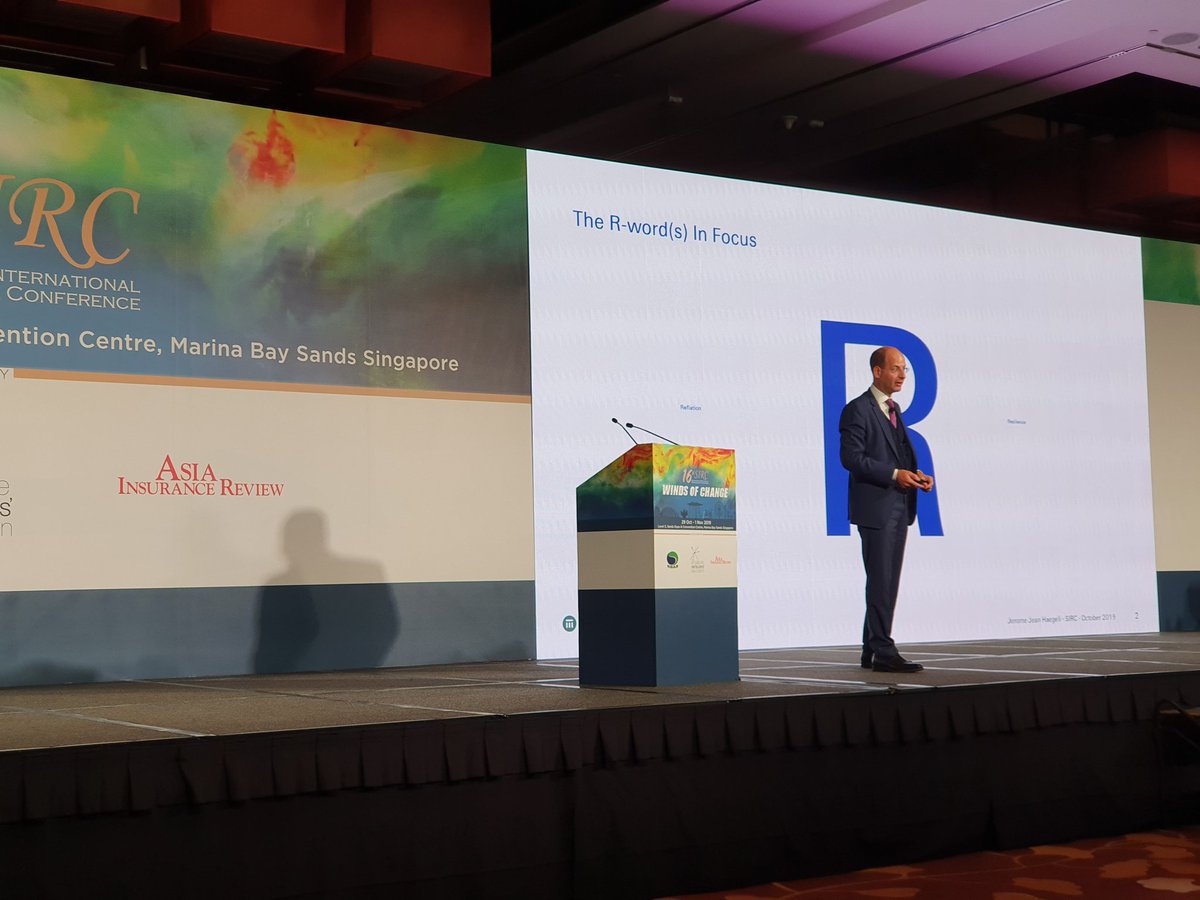 Jerome Haegeli, #SwissRe's Group Chief Economist, sharing his insights on the global economic and #insurance market outlook at #16SIRC #SIRC #WINDSOFCHANGE
