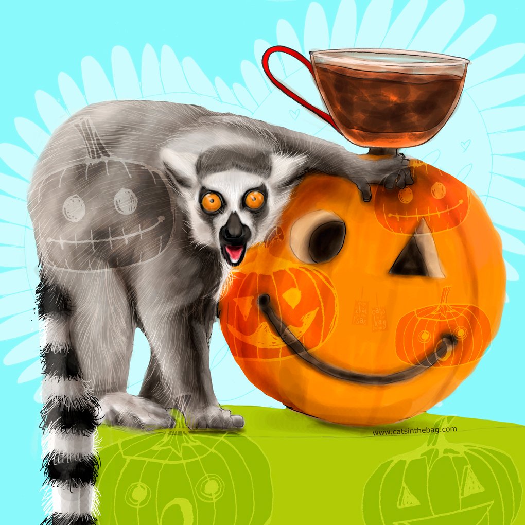 catsinthebagpur's tweet photo. To all, be safe on gate night β only playful pranks! What my #coffee says to me Oct 30 #ringtaillemur #lemurlovers #coffeelovers #gatenight #halloween #mischef #pranks #playful #play #pumpkin #storyteller #illustrator #fun #mentalhealth #life https://t.co/BoMXl9qFPh