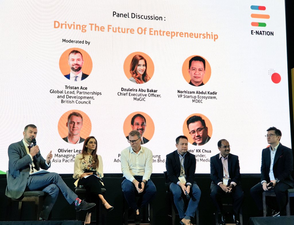 my_British's tweet photo. @TJOAce moderating a panel discussion on 'Driving the Future of Entrepreneurship' with @Dzuebaker, @mymdec's Norhizam Abdul Kadir, @Olivier_Asia, @EY_Malaysia's Philip Rao, and @datokkchua. https://t.co/SBPAca8qJI