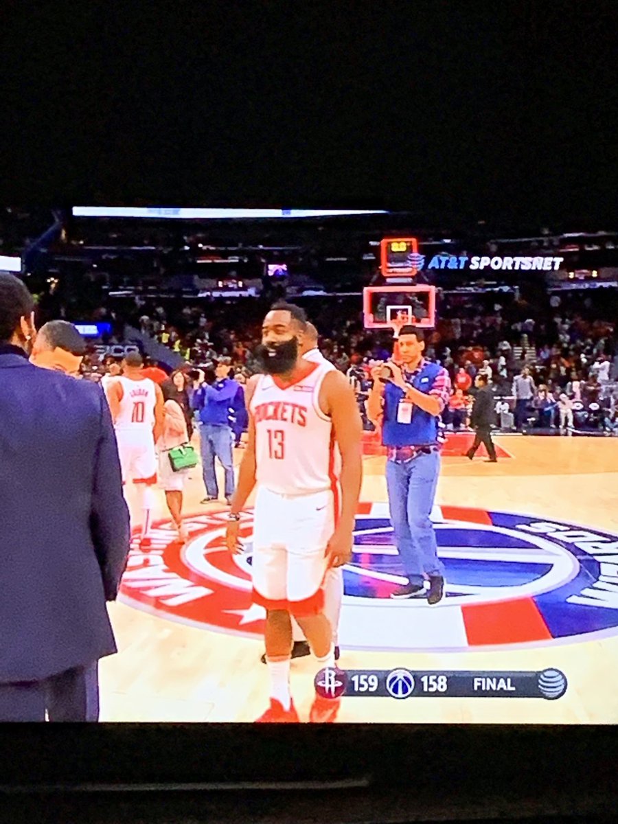 Guswrites's tweet image. A CLASSIC: Harden: “The work don’t stop.” 59 points vs Washington. #winning 159-158.
