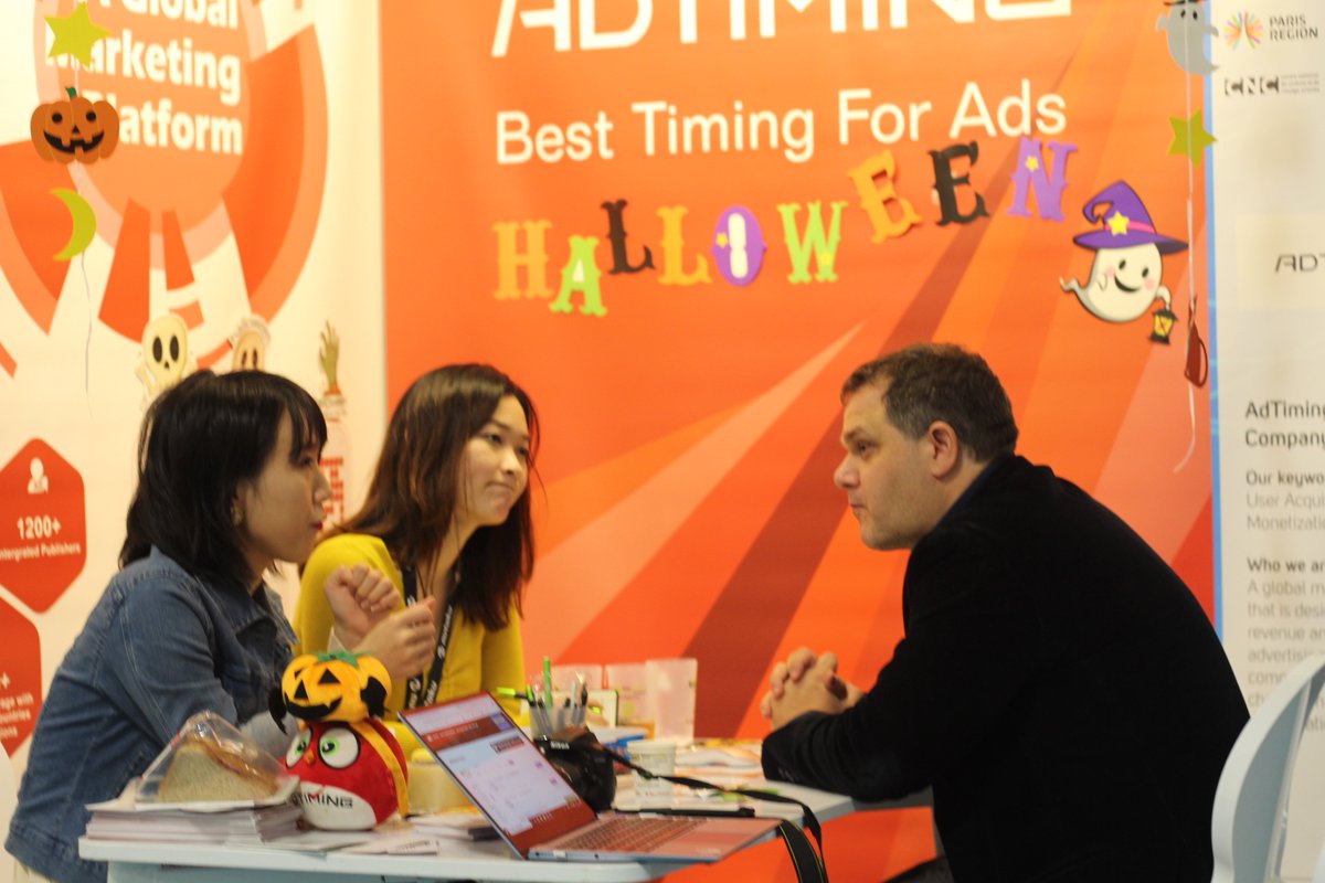 AdTimingTech's tweet photo. It’s been a great Day 2 @GameConnection, talking to awesome #developers and industry players. We’re so excited to get into #Halloween mood, many surprises at our booth #23a, Hall 2.1 on Day 3. You’re most welcome to visit, let’s have some fun!
 #GameCoEurope2019 #Paris https://t.co/Qa7iNBsSYC