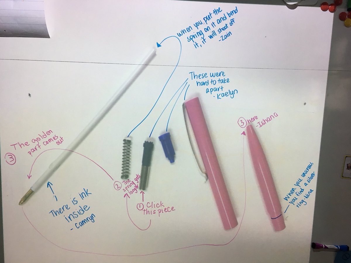 ELobsenz's tweet photo. So much excitement for #tinkering today! Ss were excited to discover how many #parts were inside the pen and to figure out how it works as we begin to explore the concept of  #design #thinkers #inquirers #communicators #cdnisls https://t.co/zZ4NNXHfoE